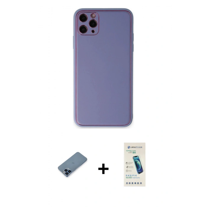 MARSİLYAN™- iPhone 11 Pro Max Kılıf Yadigar Klasik - Şeffaf Pasifik Cam Ekran Koruyucu + Metal Kamera Lens Koruma Cam - MI
