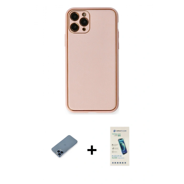 MARSİLYAN™- iPhone 11 Pro Max Kılıf Yadigar Klasik - Şeffaf Pasifik Cam Ekran Koruyucu + Metal Kamera Lens Koruma Cam - MI