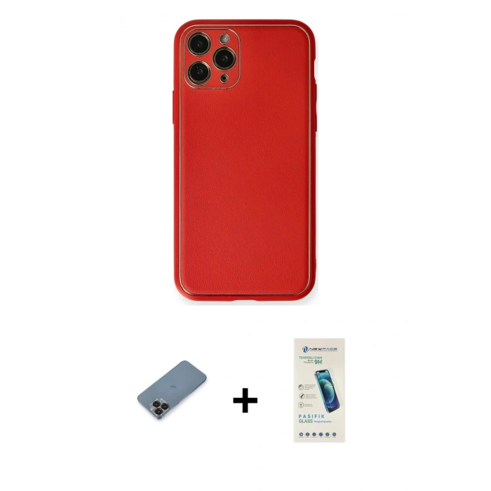 MARSİLYAN™- iPhone 11 Pro Max Kılıf Yadigar Klasik - Şeffaf Pasifik Cam Ekran Koruyucu + Metal Kamera Lens Koruma Cam - SH
