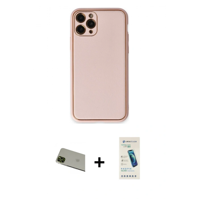 MARSİLYAN™- iPhone 11 Pro Max Kılıf Yadigar Klasik - Şeffaf Pasifik Cam Ekran Koruyucu + Rainbow Kamera Lens Koruma Cam - YL