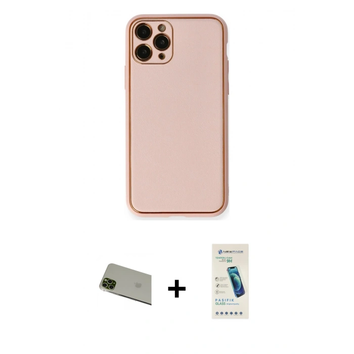 MARSİLYAN™- iPhone 11 Pro Max Kılıf Yadigar Klasik - Şeffaf Pasifik Cam Ekran Koruyucu + Rainbow Kamera Lens Koruma Cam - YL