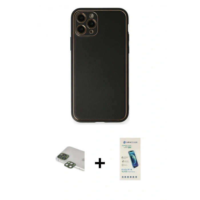 MARSİLYAN™- iPhone 11 Pro Max Kılıf Yadigar Klasik - Şeffaf Pasifik Cam Ekran Koruyucu + Pers Alüminyum Kamera Lens - YL