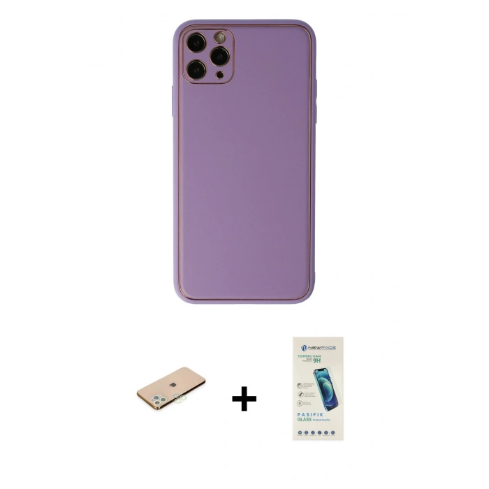 MARSİLYAN™- iPhone 11 Pro Max Kılıf Yadigar Klasik - Şeffaf Pasifik Cam Ekran Koruyucu + Yeşil Renkli Kamera Lens Koruma Cam