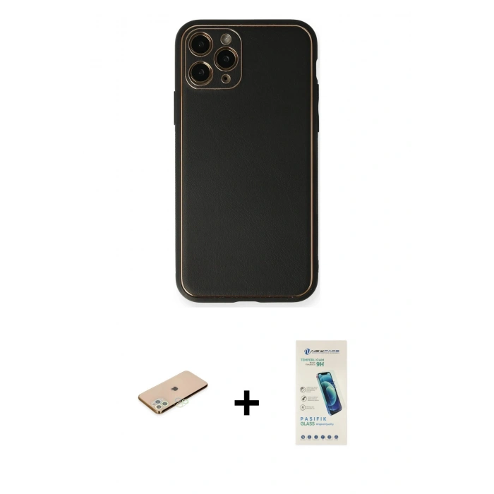 MARSİLYAN™- iPhone 11 Pro Max Kılıf Yadigar Klasik - Şeffaf Pasifik Cam Ekran Koruyucu + Yeşil Renkli Kamera Lens Koruma Cam