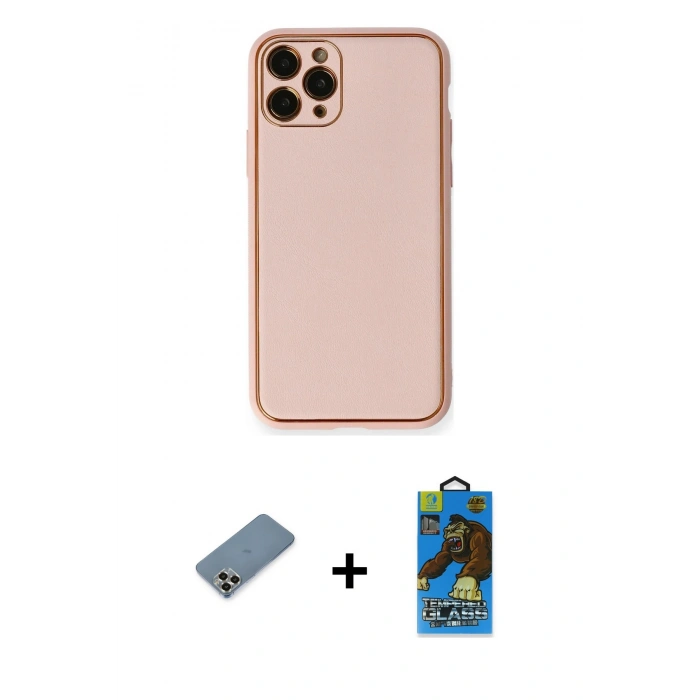 MARSİLYAN™- iPhone 11 Pro Max Kılıf Yadigar Klasik - Siyah 18D Cam Ekran Koruyucu + Metal Kamera Lens Koruma Cam - GD