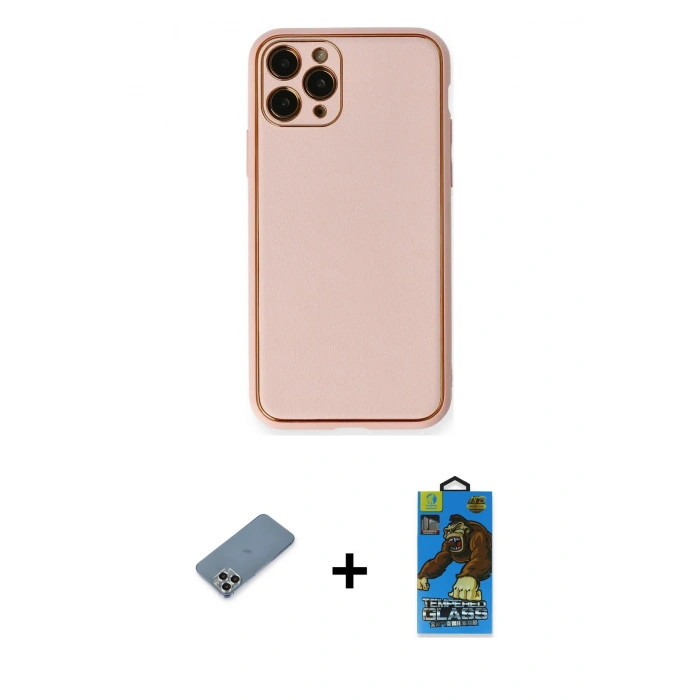 MARSİLYAN™- iPhone 11 Pro Max Kılıf Yadigar Klasik - Siyah 18D Cam Ekran Koruyucu + Metal Kamera Lens Koruma Cam - GS