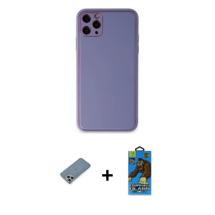 MARSİLYAN™- iPhone 11 Pro Max Kılıf Yadigar Klasik - Siyah 18D Cam Ekran Koruyucu + Metal Kamera Lens Koruma Cam - GS