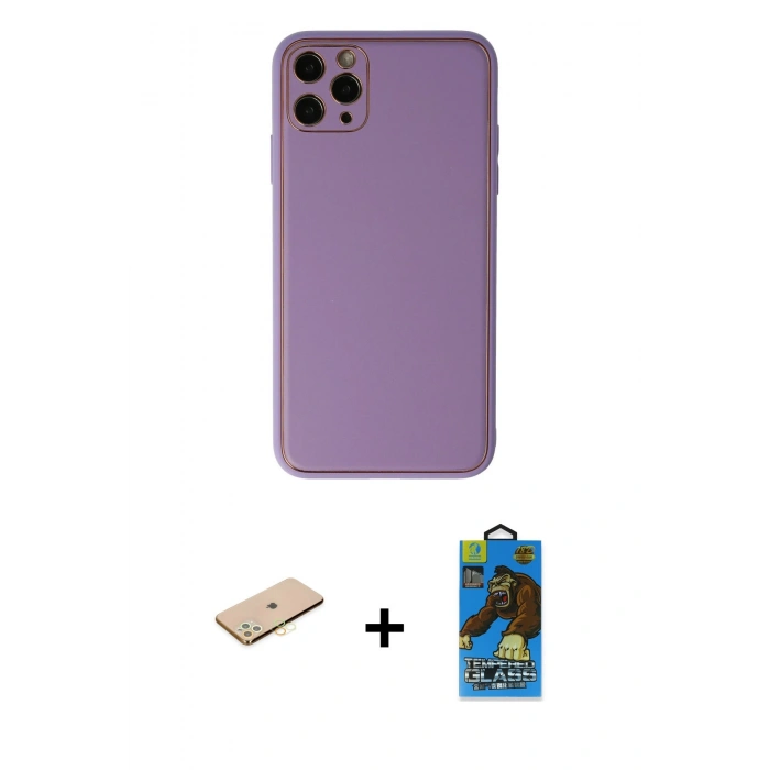 MARSİLYAN™- iPhone 11 Pro Max Kılıf Yadigar Klasik - Siyah 18D Cam Ekran Koruyucu + Renkli Kamera Lens Koruma Cam - SI