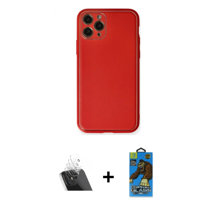 MARSİLYAN™- iPhone 11 Pro Max Kılıf Yadigar Klasik - Siyah 18D Cam Ekran Koruyucu + Kamera Lens Koruma Cam - SF