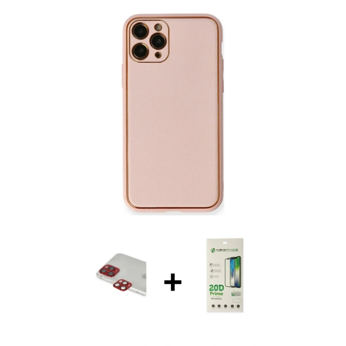 MARSİLYAN™- iPhone 11 Pro Max Kılıf Yadigar Klasik - Siyah 20D Premium Cam Ekran Koruyucu + Kırmızı Pers Alüminyum Kamera Lens
