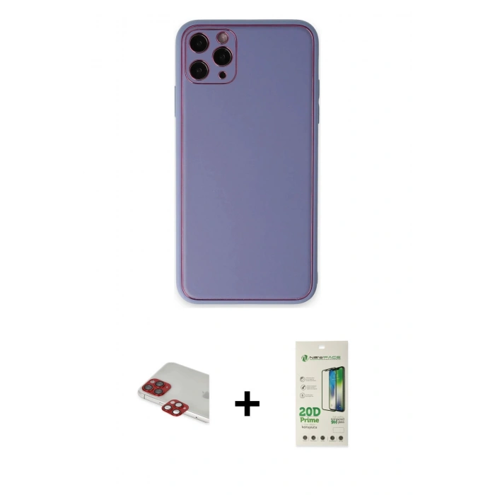 MARSİLYAN™- iPhone 11 Pro Max Kılıf Yadigar Klasik - Siyah 20D Premium Cam Ekran Koruyucu + Kırmızı Pers Alüminyum Kamera Lens