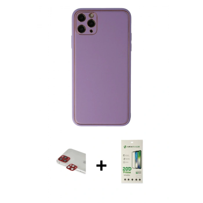 MARSİLYAN™- iPhone 11 Pro Max Kılıf Yadigar Klasik - Siyah 20D Premium Cam Ekran Koruyucu + Kırmızı Pers Alüminyum Kamera Lens