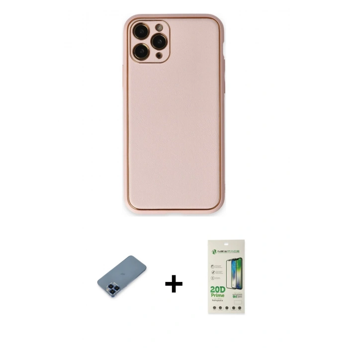 MARSİLYAN™- iPhone 11 Pro Max Kılıf Yadigar Klasik - Siyah 20D Premium Cam Ekran Koruyucu + Mavi Metal Kamera Lens Koruma Cam