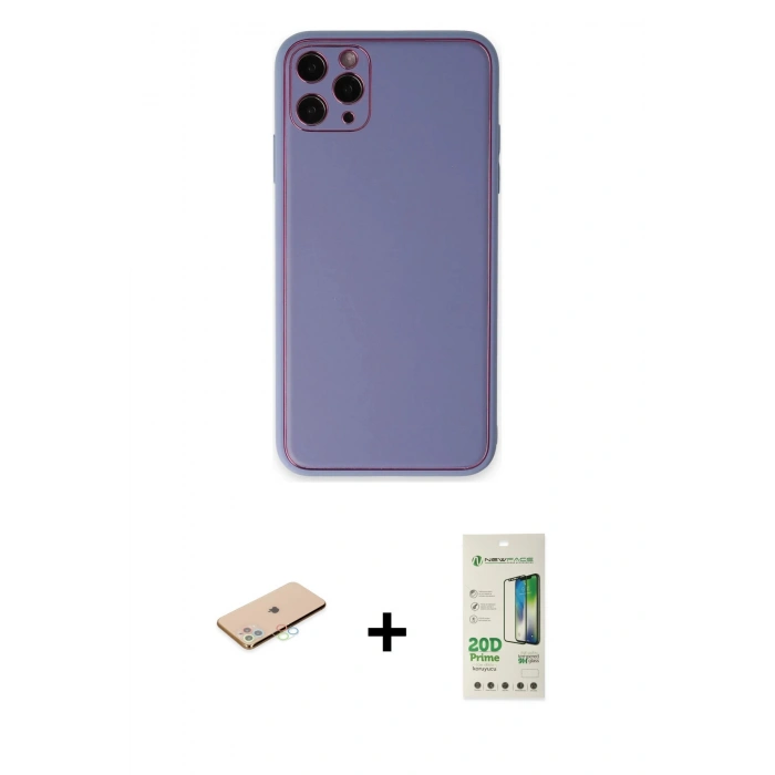 MARSİLYAN™- iPhone 11 Pro Max Kılıf Yadigar Klasik - Siyah 20D Premium Cam Ekran Koruyucu + Renkli Kamera Lens Koruma Cam - MI