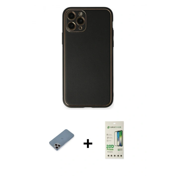 MARSİLYAN™- iPhone 11 Pro Max Kılıf Yadigar Klasik - Siyah 20D Premium Cam Ekran Koruyucu + Metal Kamera Lens Koruma Cam - MR