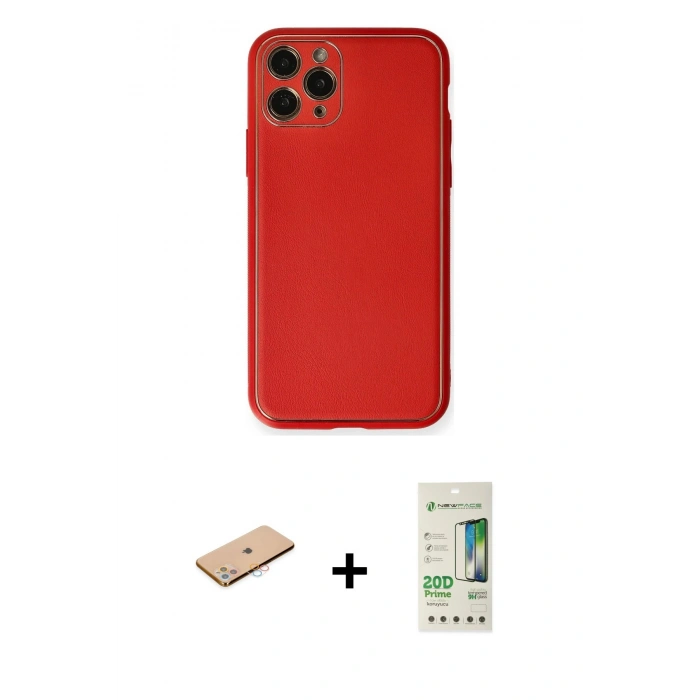 MARSİLYAN™- iPhone 11 Pro Max Kılıf Yadigar Klasik - Siyah 20D Premium Cam Ekran Koruyucu + Renkli Kamera Lens Koruma Cam - PE