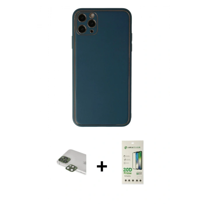 MARSİLYAN™- iPhone 11 Pro Max Kılıf Yadigar Klasik - Siyah 20D Premium Cam Ekran Koruyucu + Pers Alüminyum Kamera Lens - YL