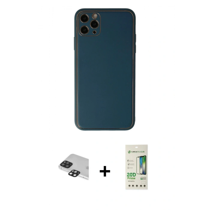 MARSİLYAN™- iPhone 11 Pro Max Kılıf Yadigar Klasik - Siyah 20D Premium Cam Ekran Koruyucu + Pers Alüminyum Kamera Lens - SH