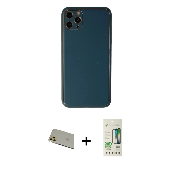 MARSİLYAN™- iPhone 11 Pro Max Kılıf Yadigar Klasik - Siyah 20D Premium Cam Ekran Koruyucu + Rainbow Kamera Lens Koruma Cam - GD