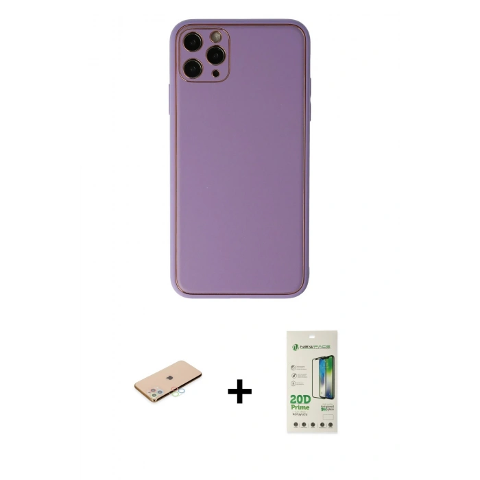 MARSİLYAN™- iPhone 11 Pro Max Kılıf Yadigar Klasik - Siyah 20D Premium Cam Ekran Koruyucu + Renkli Kamera Lens Koruma Cam - MI