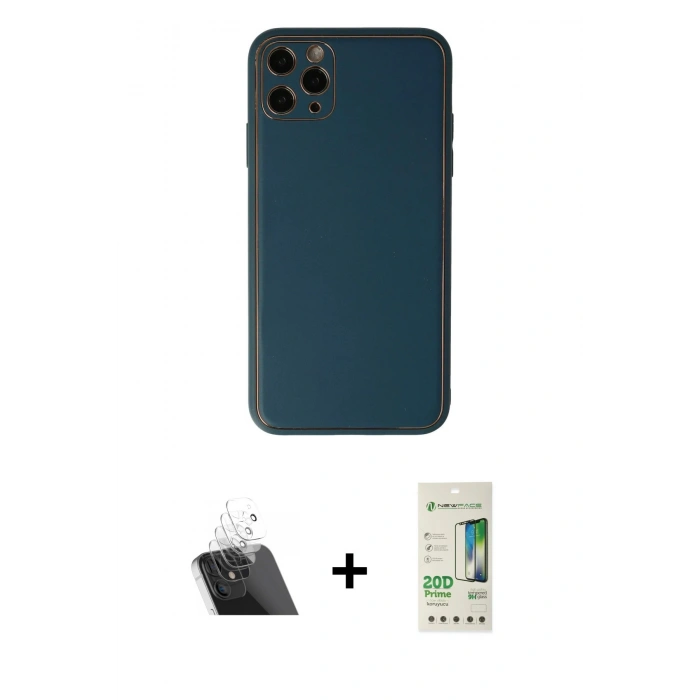 MARSİLYAN™- iPhone 11 Pro Max Kılıf Yadigar Klasik - Siyah 20D Premium Cam Ekran Koruyucu + Kamera Lens Koruma Cam - SF
