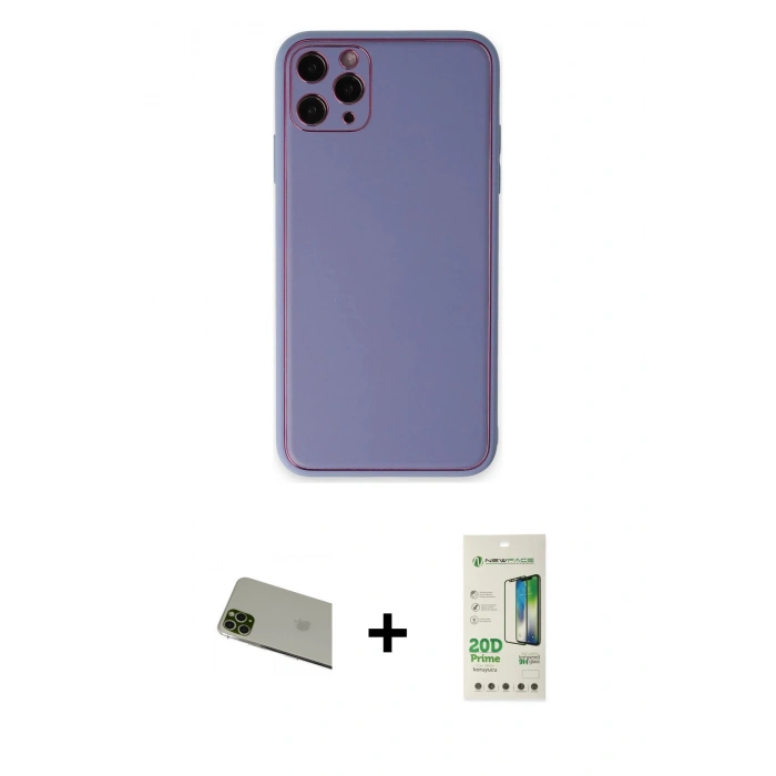 MARSİLYAN™- iPhone 11 Pro Max Kılıf Yadigar Klasik - Siyah 20D Premium Cam Ekran Koruyucu + Rainbow Kamera Lens Koruma Cam - YL
