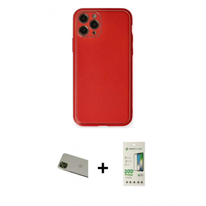 MARSİLYAN™- iPhone 11 Pro Max Kılıf Yadigar Klasik - Siyah 20D Premium Cam Ekran Koruyucu + Rainbow Kamera Lens Koruma Cam - YL