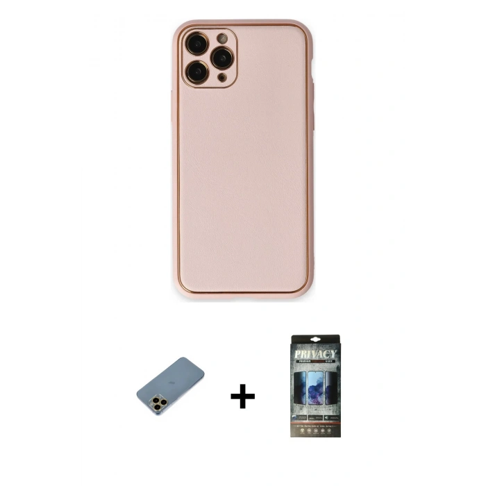 MARSİLYAN™- iPhone 11 Pro Max Kılıf Yadigar Klasik - Siyah 34D Hayalet Izgaralı Cam + Shine Kamera Lens Koruma Cam - GD