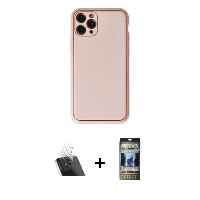 MARSİLYAN™- iPhone 11 Pro Max Kılıf Yadigar Klasik - Siyah 34D Hayalet Izgaralı Cam + Kamera Lens Koruma Cam - SF
