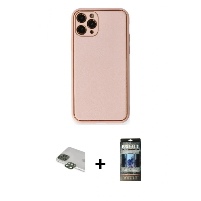 MARSİLYAN™- iPhone 11 Pro Max Kılıf Yadigar Klasik - Siyah 34D Hayalet Izgaralı Cam + Pers Alüminyum Kamera Lens - YL