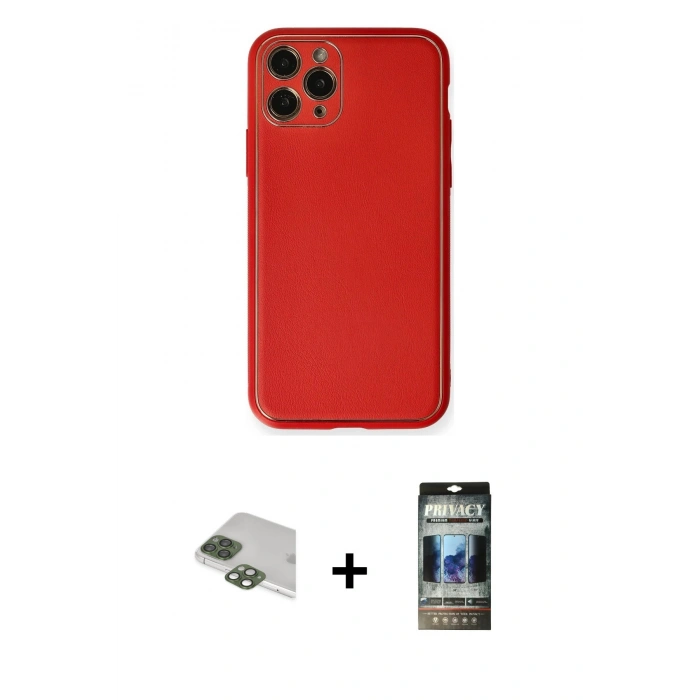 MARSİLYAN™- iPhone 11 Pro Max Kılıf Yadigar Klasik - Siyah 34D Hayalet Izgaralı Cam + Pers Alüminyum Kamera Lens - YL