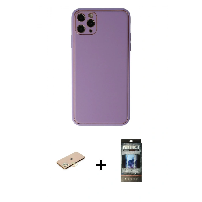 MARSİLYAN™- iPhone 11 Pro Max Kılıf Yadigar Klasik - Siyah 34D Hayalet Izgaralı Cam + Renkli Kamera Lens Koruma Cam - SI
