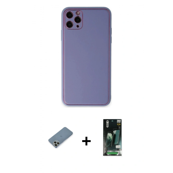 MARSİLYAN™- iPhone 11 Pro Max Kılıf Yadigar Klasik - Siyah 360 Mat Full Body Arka Koruyucu + Metal Kamera Lens Koruma Cam - AKYL
