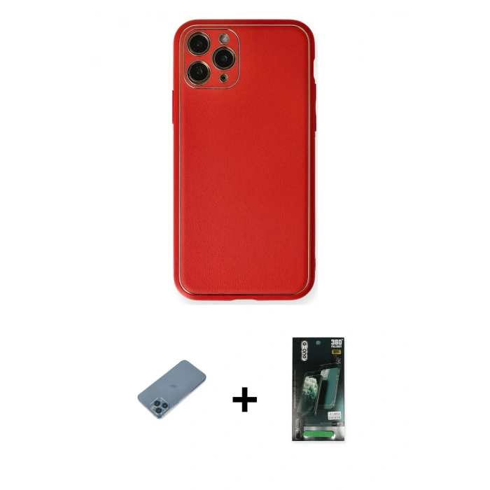 MARSİLYAN™- iPhone 11 Pro Max Kılıf Yadigar Klasik - Siyah 360 Mat Full Body Arka Koruyucu + Mavi Shine Kamera Lens Koruma Cam