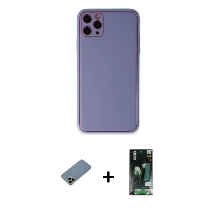 MARSİLYAN™- iPhone 11 Pro Max Kılıf Yadigar Klasik - Siyah 360 Mat Full Body Arka Koruyucu + Shine Kamera Lens Koruma Cam - GD