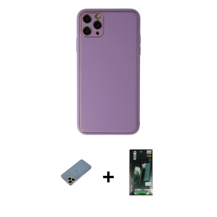 MARSİLYAN™- iPhone 11 Pro Max Kılıf Yadigar Klasik - Siyah 360 Mat Full Body Arka Koruyucu + Shine Kamera Lens Koruma Cam - GD
