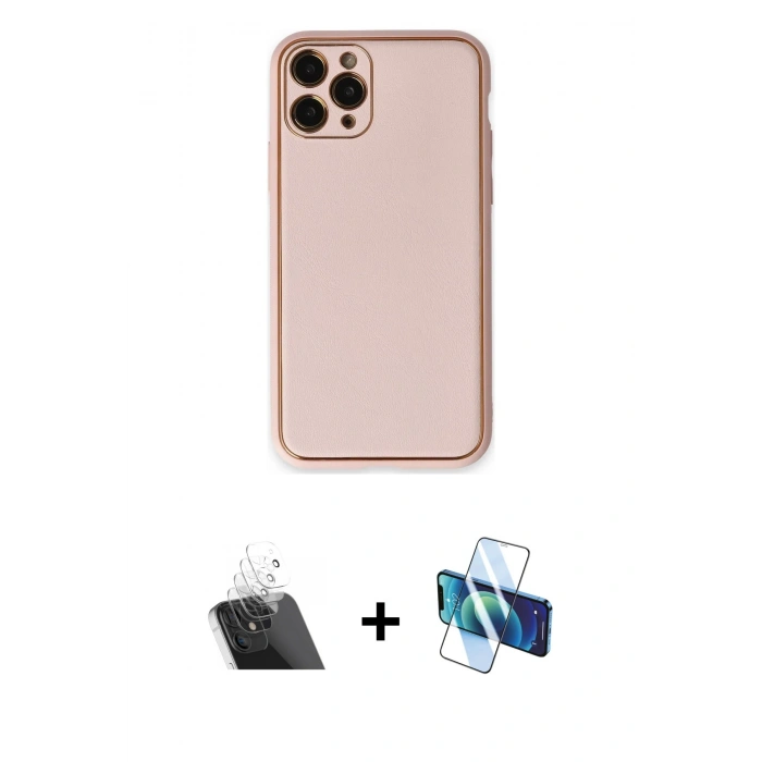MARSİLYAN™- iPhone 11 Pro Max Kılıf Yadigar Klasik - Siyah 3D Antistatik Cam Ekran Koruyucu + Kamera Lens Koruma Cam - SF