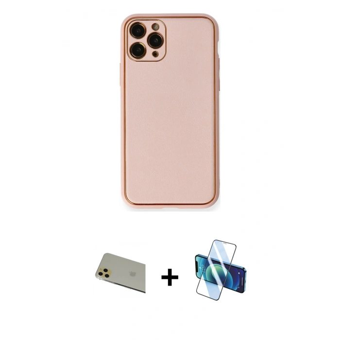 MARSİLYAN™- iPhone 11 Pro Max Kılıf Yadigar Klasik - Siyah 3D Antistatik Cam Ekran Koruyucu + Rainbow Kamera Lens Koruma Cam - GD