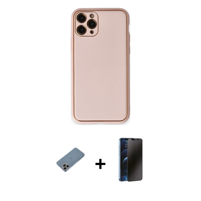 MARSİLYAN™- iPhone 11 Pro Max Kılıf Yadigar Klasik - Siyah 3D Antistatik Hayalet Cam Ekran Koruyucu + Shine Kamera Lens Koruma Cam - GI