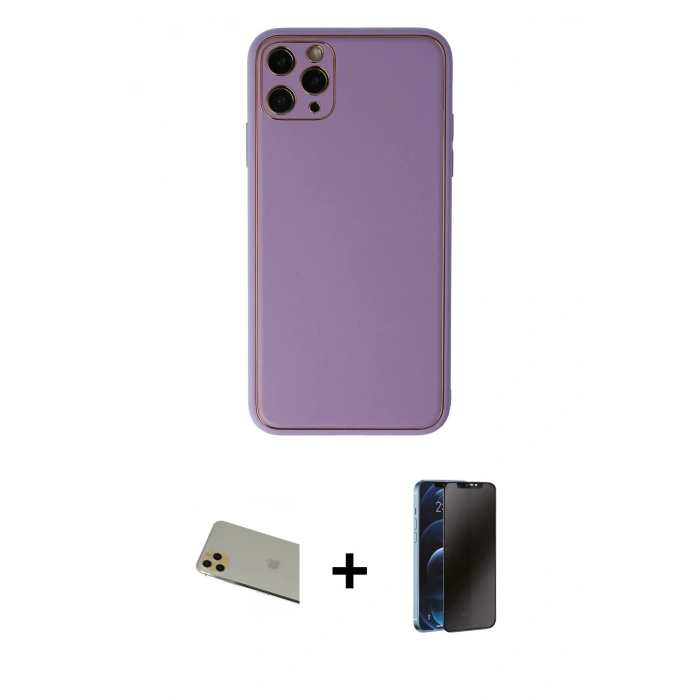 MARSİLYAN™- iPhone 11 Pro Max Kılıf Yadigar Klasik - Siyah 3D Antistatik Hayalet Cam Ekran Koruyucu + Rainbow Kamera Lens Koruma Cam - GD