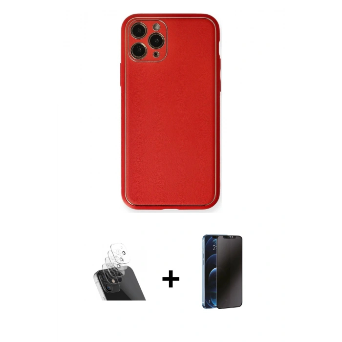 MARSİLYAN™- iPhone 11 Pro Max Kılıf Yadigar Klasik - Siyah 3D Antistatik Hayalet Cam Ekran Koruyucu + Kamera Lens Koruma Cam - SF