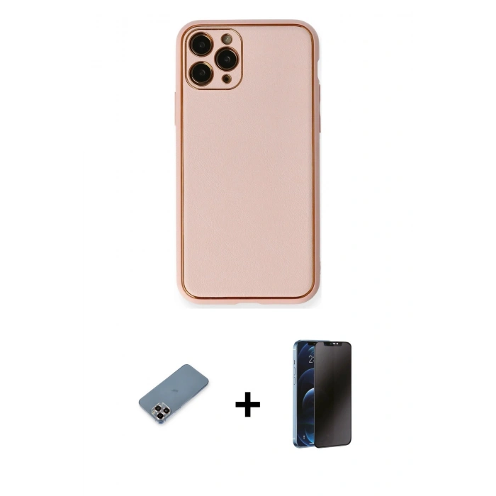 MARSİLYAN™- iPhone 11 Pro Max Kılıf Yadigar Klasik - Siyah 3D Antistatik Hayalet Cam Ekran Koruyucu + Metal Kamera Lens Koruma Cam - MR