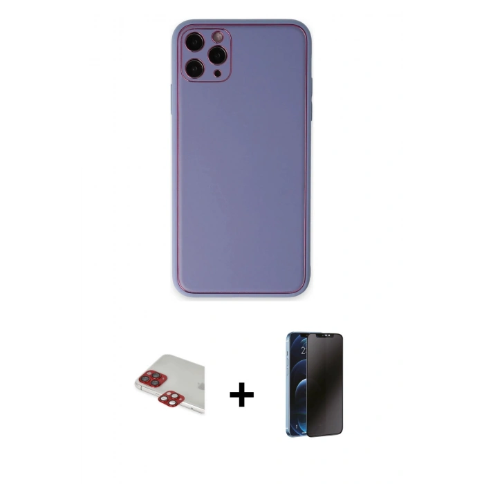 MARSİLYAN™- iPhone 11 Pro Max Kılıf Yadigar Klasik - Siyah 3D Antistatik Hayalet Cam Ekran Koruyucu + Pers Alüminyum Kamera Lens - KI