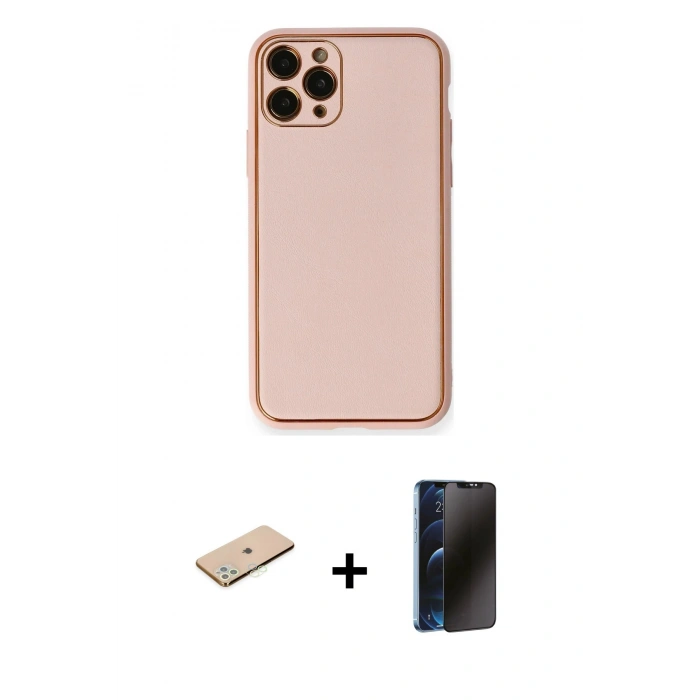 MARSİLYAN™- iPhone 11 Pro Max Kılıf Yadigar Klasik - Siyah 3D Antistatik Hayalet Cam Ekran Koruyucu + Renkli Kamera Lens Koruma Cam - YL