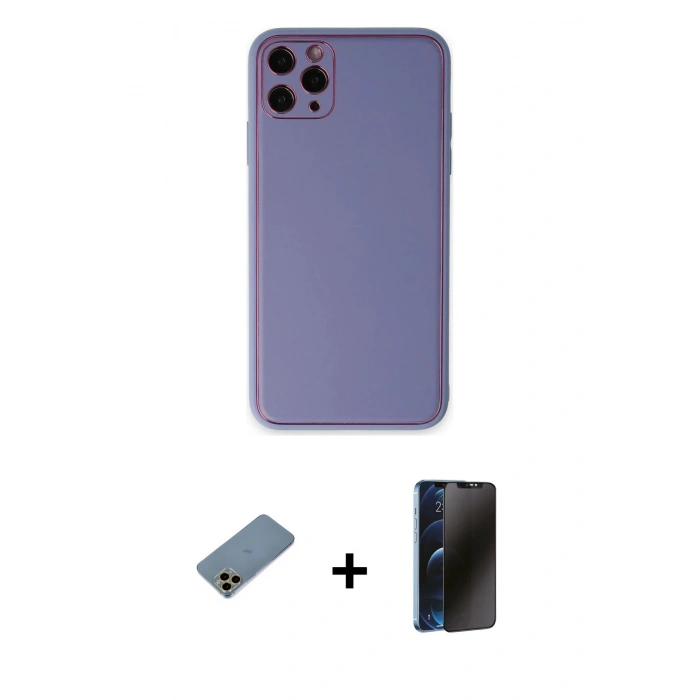 MARSİLYAN™- iPhone 11 Pro Max Kılıf Yadigar Klasik - Siyah 3D Antistatik Hayalet Cam Ekran Koruyucu + Shine Kamera Lens Koruma Cam - GD