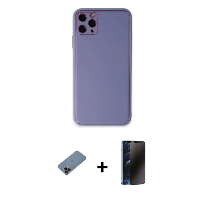 MARSİLYAN™- iPhone 11 Pro Max Kılıf Yadigar Klasik - Siyah 3D Antistatik Hayalet Cam Ekran Koruyucu + Shine Kamera Lens Koruma Cam - SH