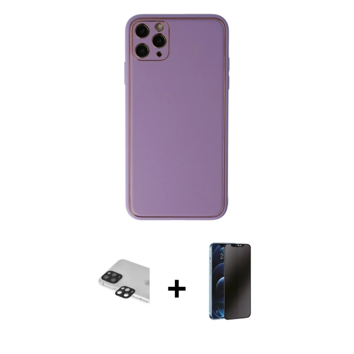 MARSİLYAN™- iPhone 11 Pro Max Kılıf Yadigar Klasik - Siyah 3D Antistatik Hayalet Cam Ekran Koruyucu + Pers Alüminyum Kamera Lens - SH
