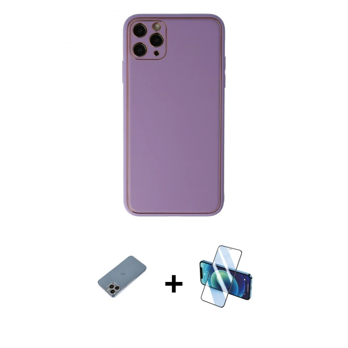MARSİLYAN™- iPhone 11 Pro Max Kılıf Yadigar Klasik - Siyah 3D Antistatik Seramik Nano Ekran Koruyucu + Shine Kamera Lens Koruma Cam - GI