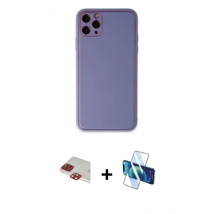 MARSİLYAN™- iPhone 11 Pro Max Kılıf Yadigar Klasik - Siyah 3D Antistatik Seramik Nano Ekran Koruyucu + Kırmızı Pers Alüminyum Kamera Lens