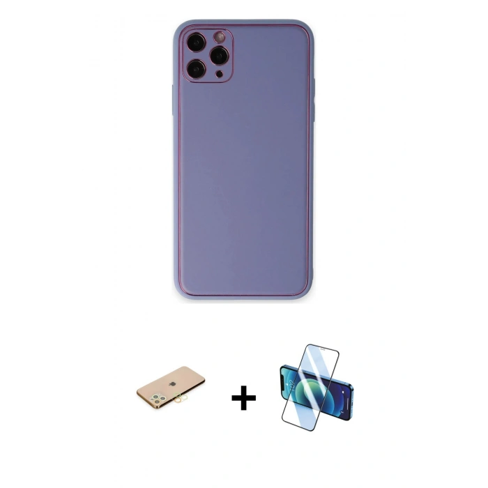 MARSİLYAN™- iPhone 11 Pro Max Kılıf Yadigar Klasik - Siyah 3D Antistatik Seramik Nano Ekran Koruyucu + Sarı Renkli Kamera Lens Koruma Cam